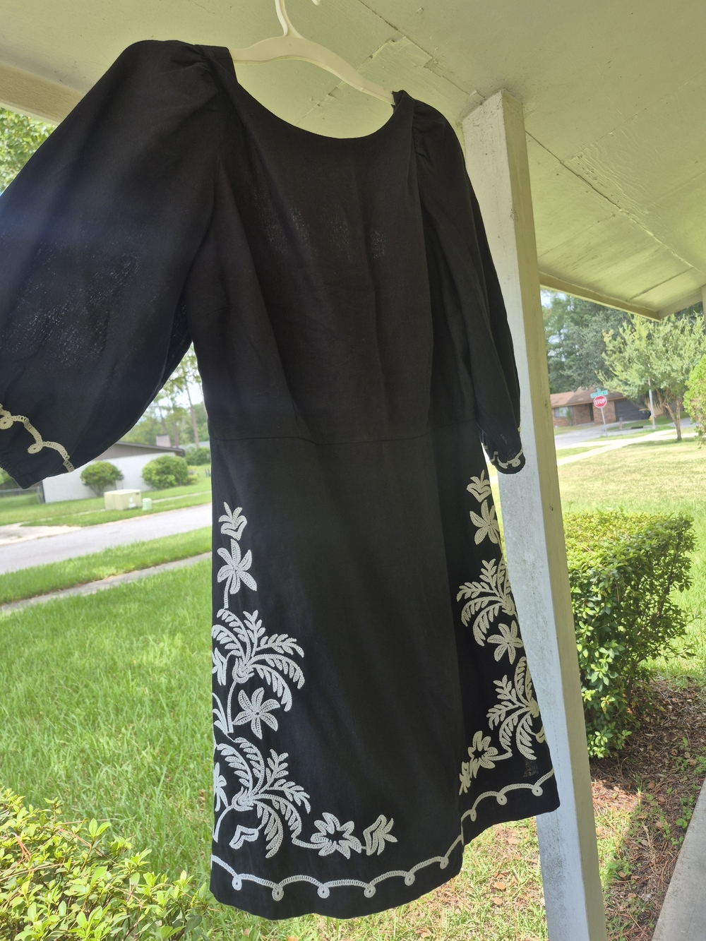 Ann Taylor Black Mini Dress with White Embroidered Trim - Picture 13 of 15
